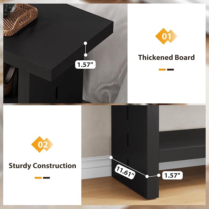 2 Tier Entryway Bench, 47.24" Shoe Bench, Rustic Shoe Rack, Wooden Storage Bench - Image 4