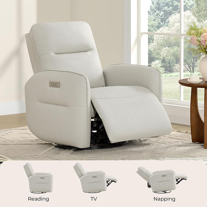 CHITA Faux Leather Power Recliner Chair, Swivel Glider Recliner - Image 5