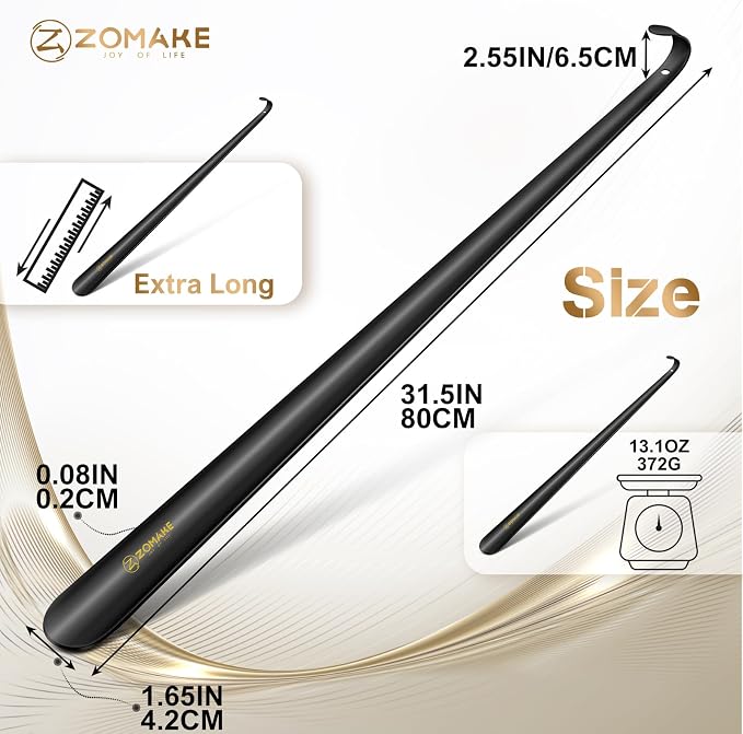 ZOMAKE Extra Long Shoe Horn for Seniors Men, Metal Shoehorn Long handle for - Image 2