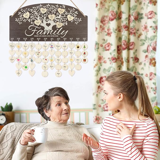 CHDITB Personalized Family Tree Birthday Reminder Board, Wooden Family Birthday - Image 5