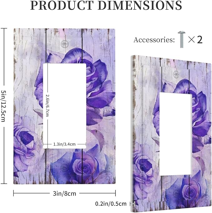 Outlet Covers Purple Rose Flower Rustic Wood Plank 1 Gang Wall Plate Single - Image 5