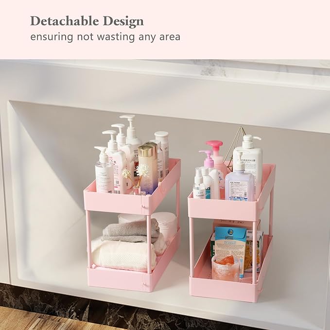 Danpinera 4-Tier Pink Slim Storage Cart, Narrow Laundry Cart - Image 6