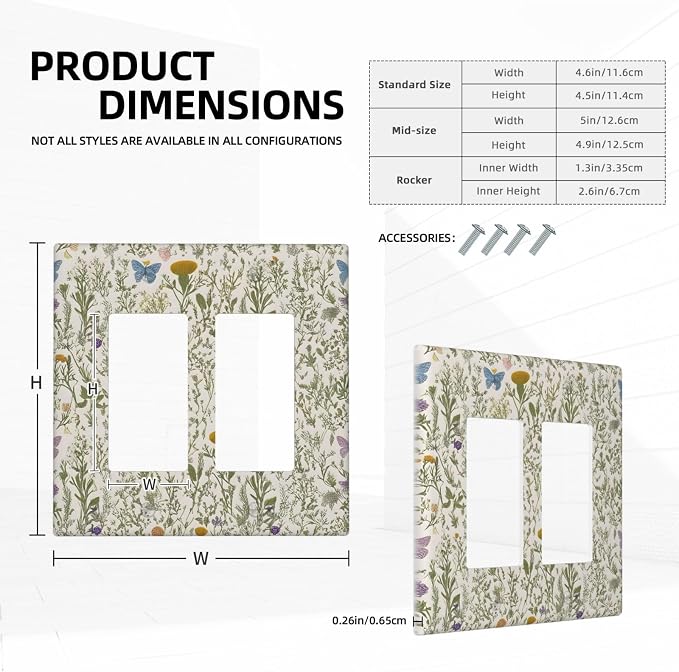 Floral Vintage Garden Plants Herbs Flower Botanical Outlet Covers Double Rocker - Image 5