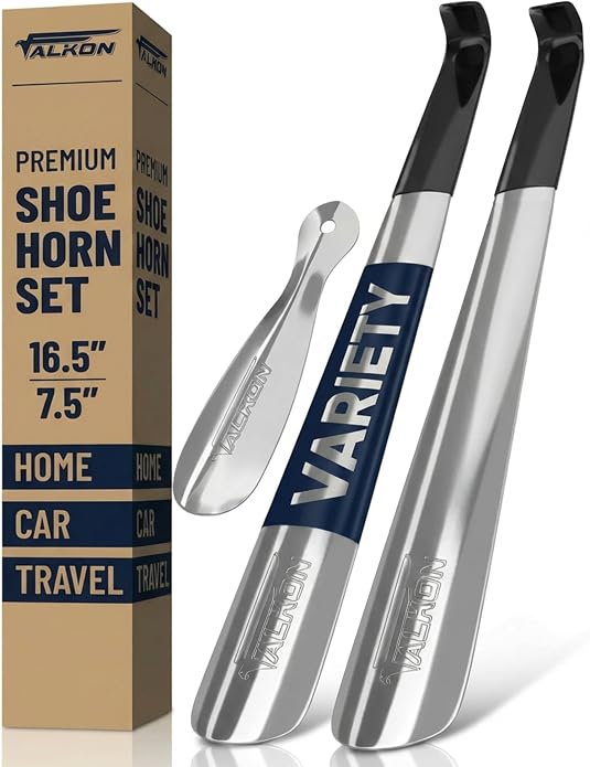 FALKON Shoe Horn Long Handle- Metal Shoe Horn Sets by Falkon