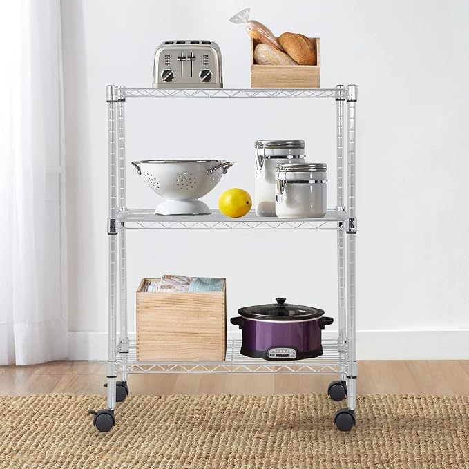 FDW 3 Tier Wire Shelving Metal Storage Shelves 23L x 13W x 32H Layer Storage - Image 2