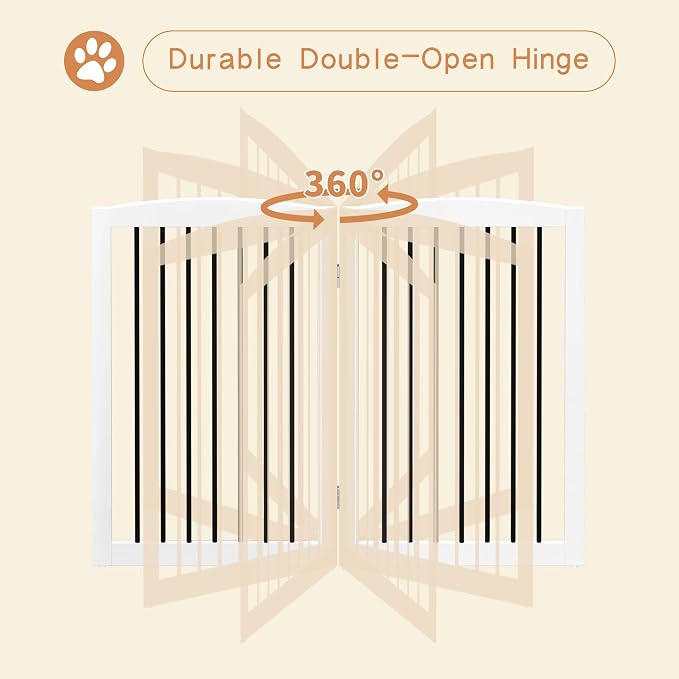 Freestanding Pet Gate for Dogs, Indoor Wooden Foldable Dog Gate for House - Image 6