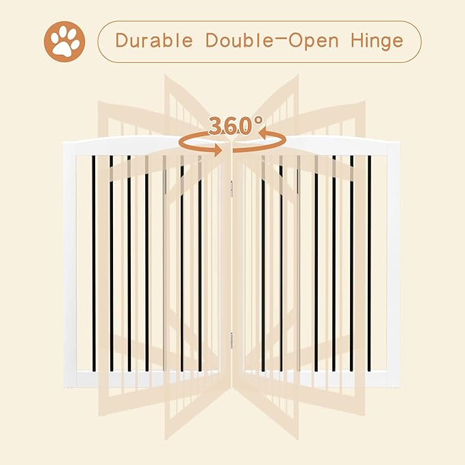 Freestanding Pet Gate for Dogs, Foldable Wooden Dog Gate for House Indoor - Image 5