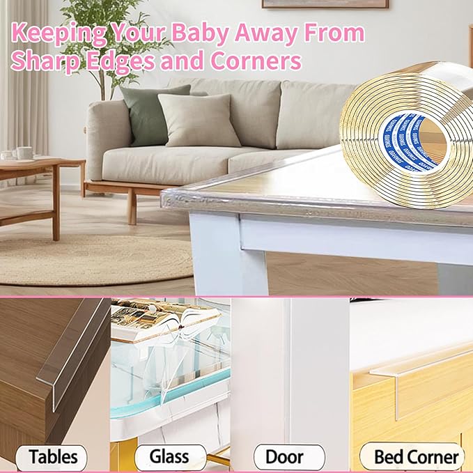 Clear Soft Corner Protectors for Furniture Strip, 1.2in x 13FT, Sharp Edge & - Image 6
