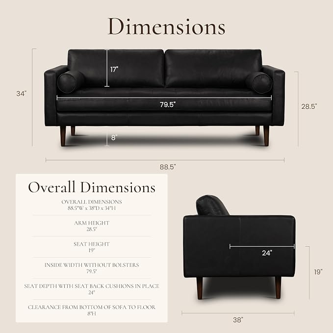POLY & BARK Napa 88.5" Leather Sofa – Full-Grain Italian-Tanned Aniline Leather - Image 2
