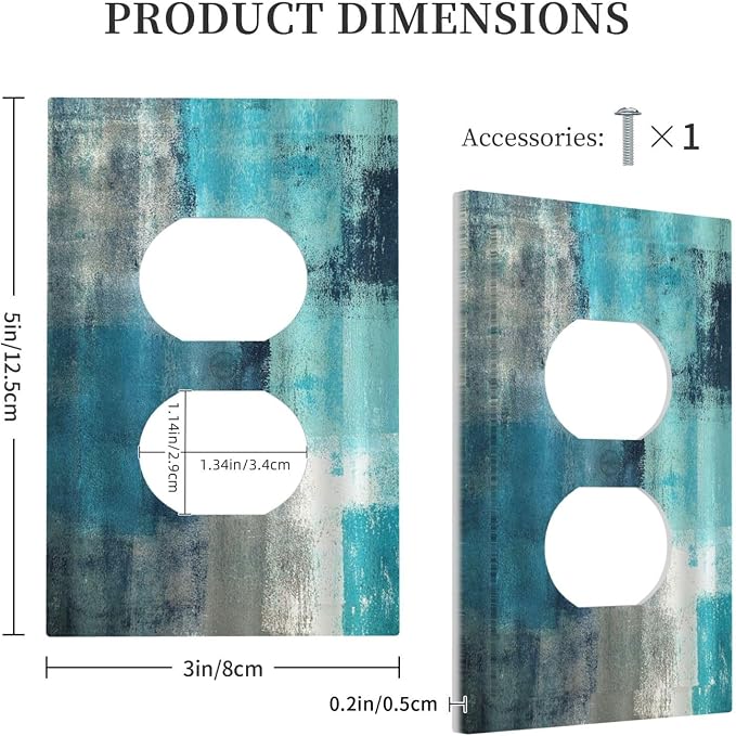 Outlet Covers Teal Blue Modern Geometric Abstract Turquoise Green 1 Gang Duplex - Image 5