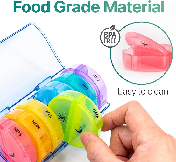 Sukuos Large Weekly Pill Organizer 2 Times a Day, Daily Pill Box 7 Day Easy to - Image 9