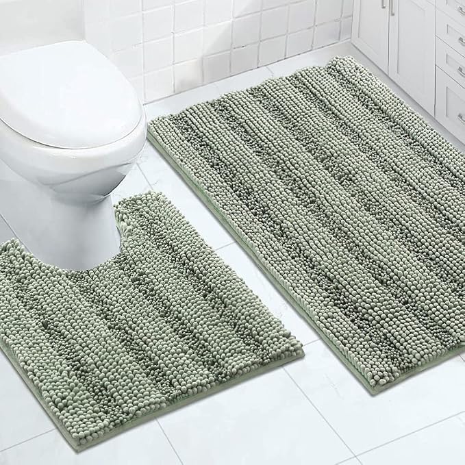 Turquoize Chenille Bathroom Rugs Set Non-Slip Bath Mats by Turquoize