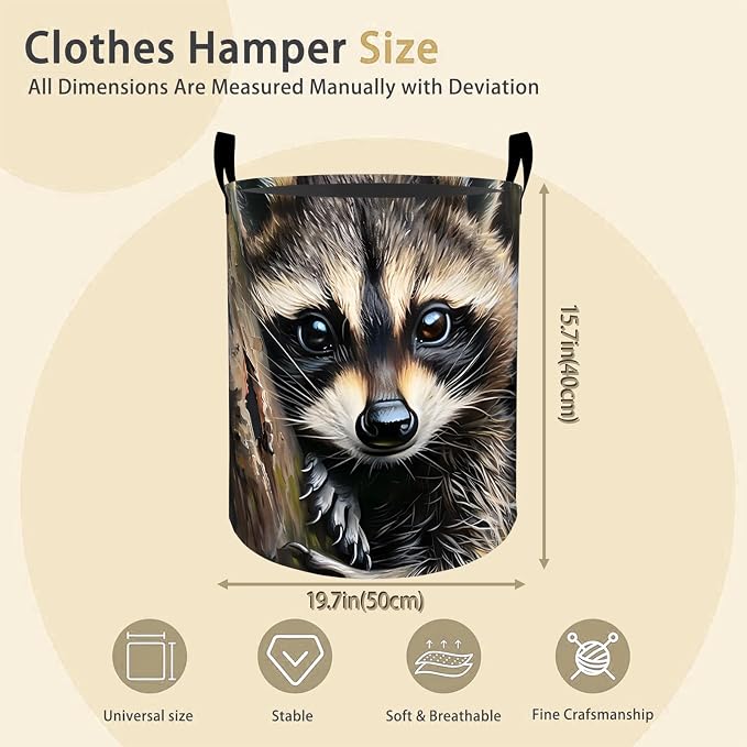 Cute Raccoon Laundry Basket Hamper - Image 2