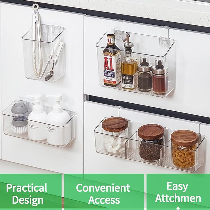 vacane 2 Pack Plastic Adhesive Mount Over Cabinet Door Organizer, Wall - Image 3