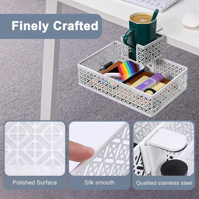 Under Desk Drawer Organizer Clip-on Cup Holder Under Desk Storage Drawers - Image 5