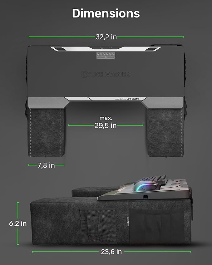 Couchmaster CYCON³ HORIZONLIGHT Bar, Ultimate Ergonomic USB-Hub Gaming Lap Desk - Image 6