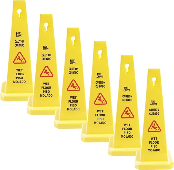 MATTHEW CLEANING 6 Packs 26” Caution Wet Floor Safety Cones by MATTHEWCLEANINGPRODUCTS