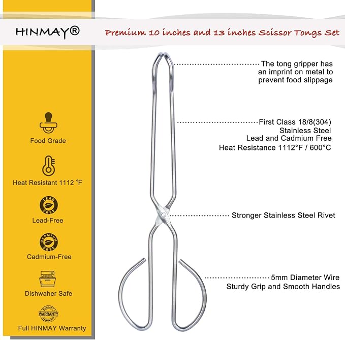Stainless Steel Kitchen Scissor Tongs Set, 2-Piece - Image 2