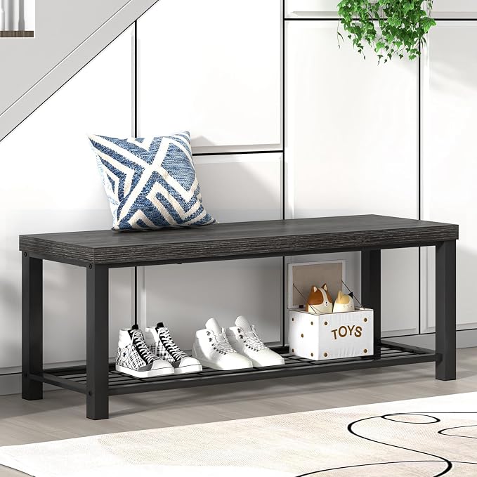 FOLUBAN Shoe Storage Bench, Modern Entryway Bench - Image 4