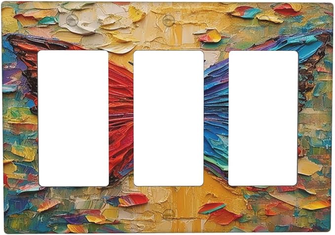 Light Switch Covers Colorful Butterfly Animal Insects Wall Art Abstract 3 Gang by LightSwitchCover