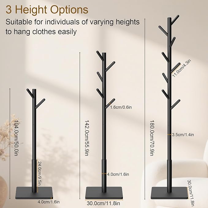 Coat Rack Freestanding with Stable Square Base - Image 6