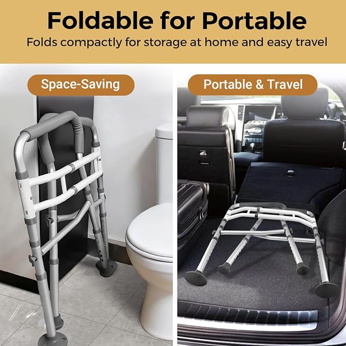 Toilet Safety Rails for Seniors, Adjustable Toilet Safety Frame Handles Fits - Image 7