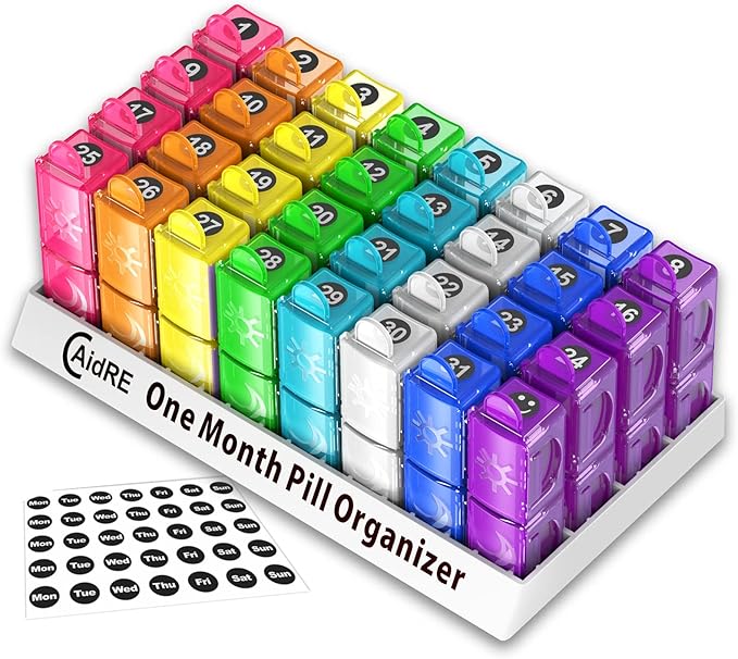 Monthly Pill Organizer, CAidRE 30 Day Pill Organizer 2 Times a Day, One Month - Image 2