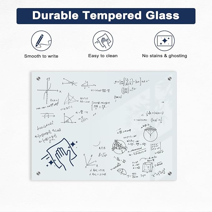 Magnetic Glass Whiteboard, Frameless White Board - Image 2