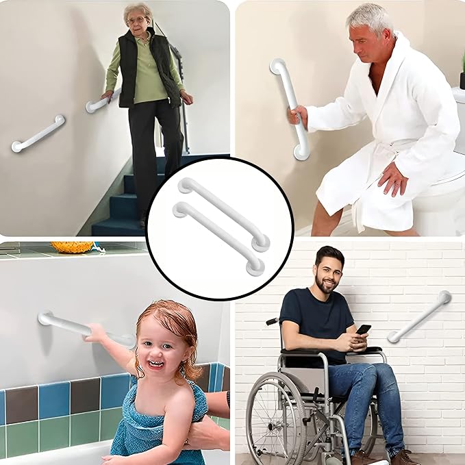Shower Grab Bar, 2 Pack 16 Inch White Bathroom Grab Bar, 1.25" Diameter 304 - Image 6