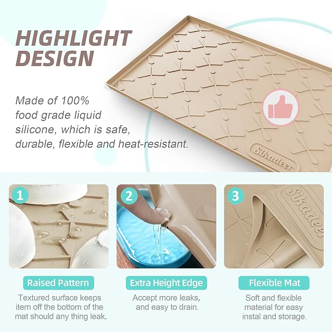 SIKADEER 40" x 22" Under Sink Mat Waterproof, Silicone Mat Kitchen Drawer Shelf - Image 5