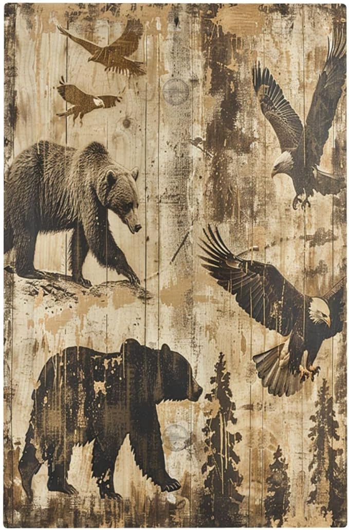 Light Switch Cover Plate Vintage Cabin Wildlife Animal Bear Eagle Forest 1 Gang by LightSwitchCover