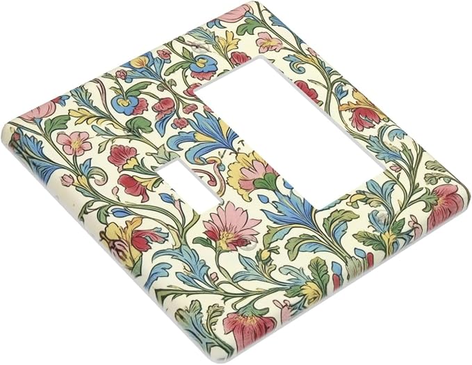 Outlet Covers Boho Red Floral Morris Plant Leaves 1 Toggle 1 Rocker Combination - Image 3