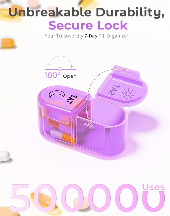 Pill Organizer,    , AM & PM Medicine Organizer 7 Days - Image 2