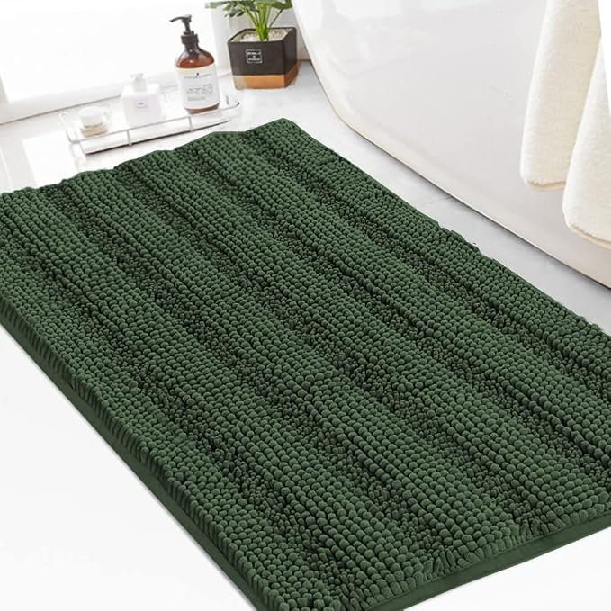 Turquoize Chenille Shaggy Non Slip Bronze Green Bath Rug Non Slip 24x36 Extra by Turquoize