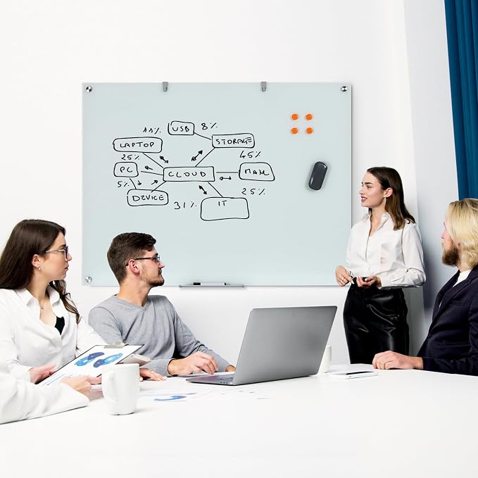 Glass Dry Erase Board, 48 x 36 Inches Magnetic Glass Whiteboard - Image 7