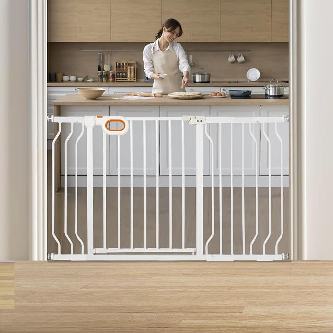 Baby Gate for Stairs 29-52 Inch Wide, Safety Gate for Baby Adjustable Pet Gate by owlieextrawidebabygate