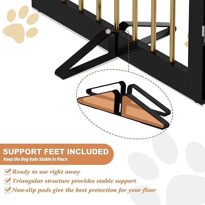 Freestanding Pet Gate for Dogs, Foldable Wooden Dog Gate for House, Extra Wide - Image 3