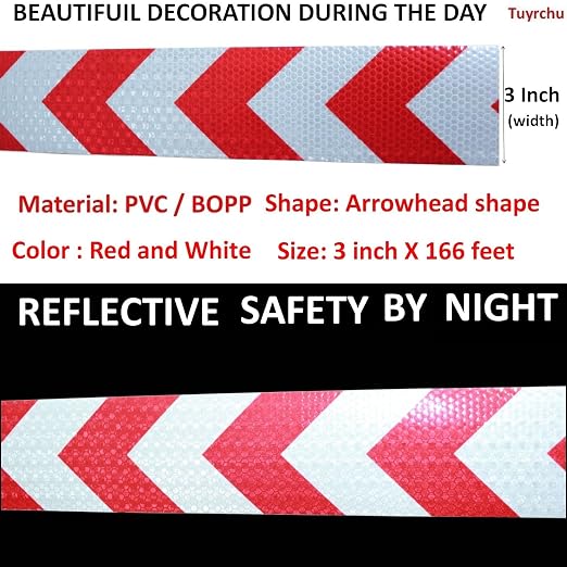 Red and White Reflective Tape Outdoor Waterproof 3 inch X 166 feet, High - Image 3
