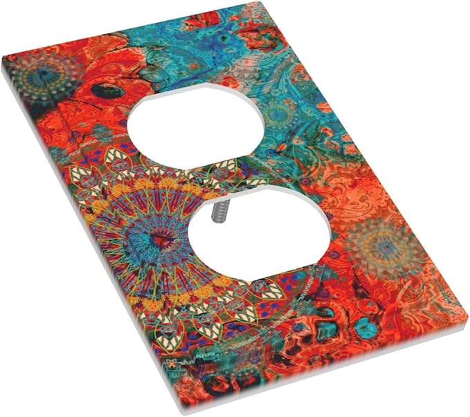Abstract Ombre Colorful Indian Mandala 1 Gang Single Duplex Light Switch Plate - Image 3