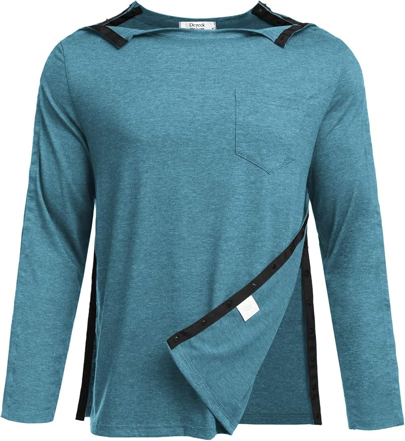 Deyeek Men's Post Shoulder Surgery Recovery Shirts Full Tear Away Long Sleeve by Deyeek