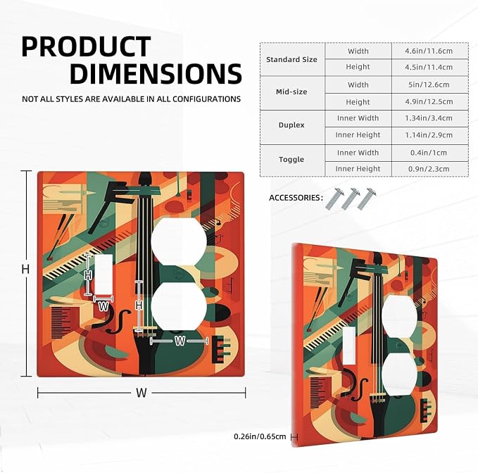 Wallplates Violin Abstract Jazz Colorful Painting 1 Toggle 1 Duplex Switch - Image 5