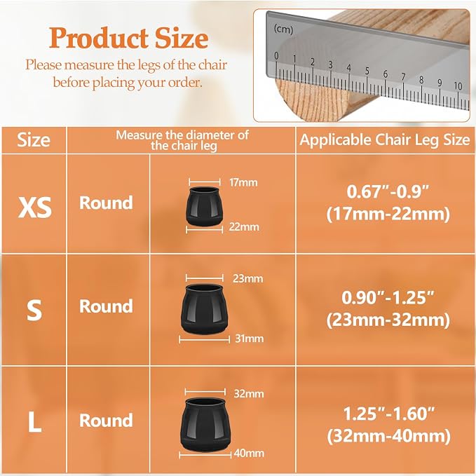 BAIPOK 16pcs Round Chair Leg Floor Protectors, Felt Pads Chair Leg Protectors - Image 2