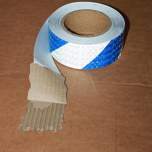 Industrial Reflective Tape Blue and White 2 inch Wide, Outdoor Waterproof - Image 2