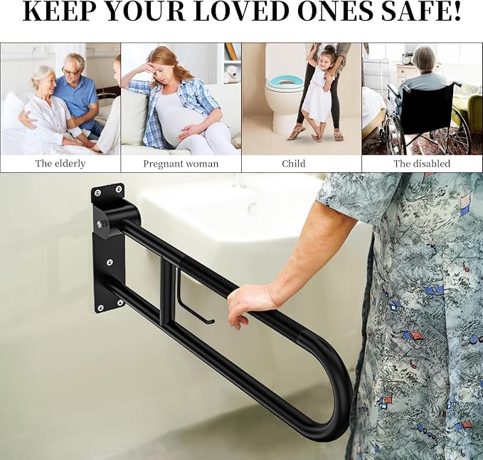Toilet Grab Bar 30.3 Inch, YuanDe Flip Up Grab Bar - Image 7