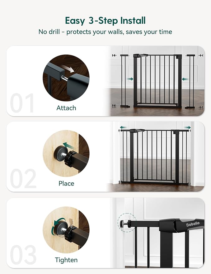 Babelio Baby Gate for Doorways and Stairs, 26-40" Auto Close Dog Gate, - Image 5