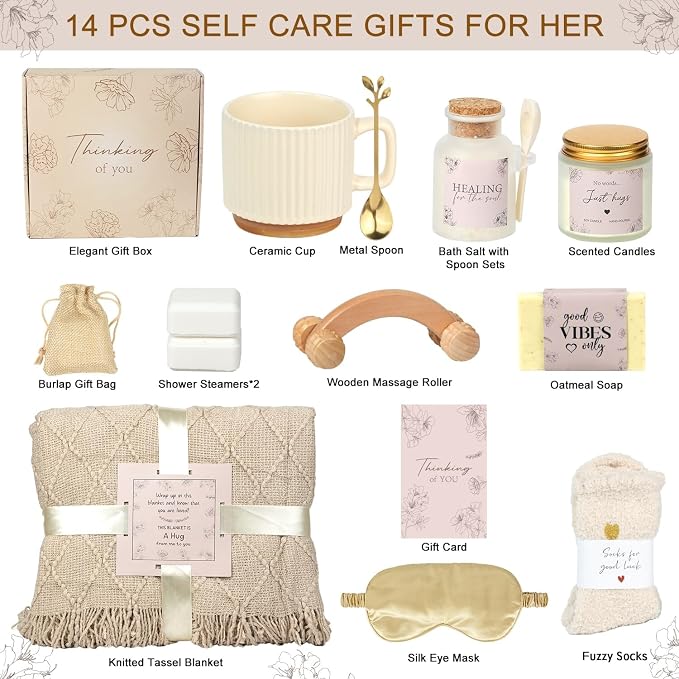 Thinking of You Gift Basket, Self Care Get Well Soon Birthday Gifts - Image 2