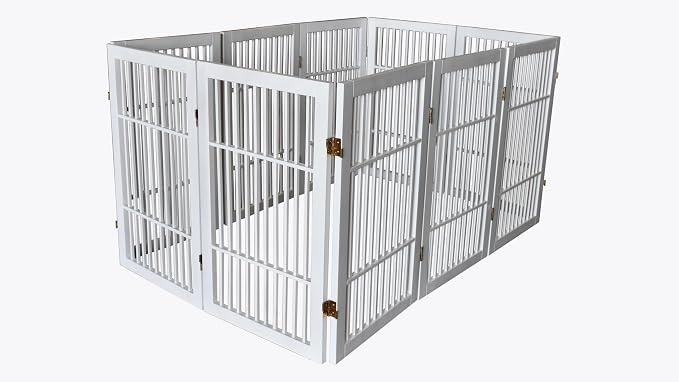 Pet Dog Gate Strong and Durable Freestanding Folding Acacia Hardwood Portable - Image 6