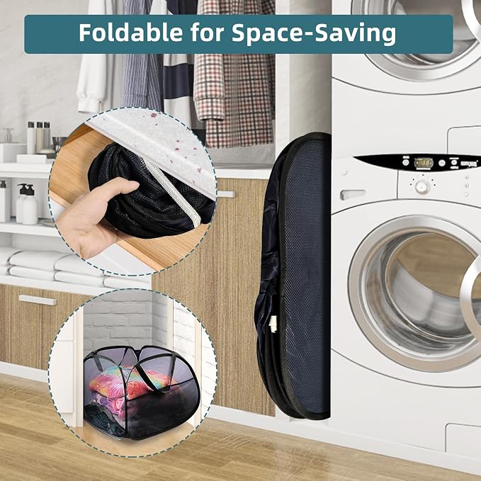Collapsible Laundry Baskets, 90L Large Foldable Laundry Basket, Durable Mesh - Field & Grace