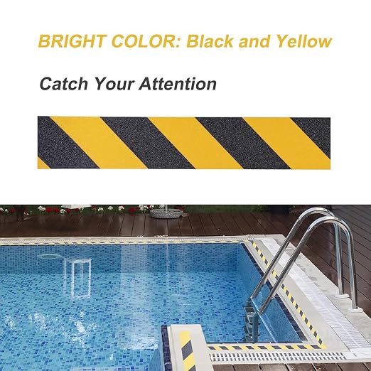 Anti Slip Tape 4" x 16.4 Ft Black and Yellow Heavy Duty Waterproof Grip Tape - Image 5
