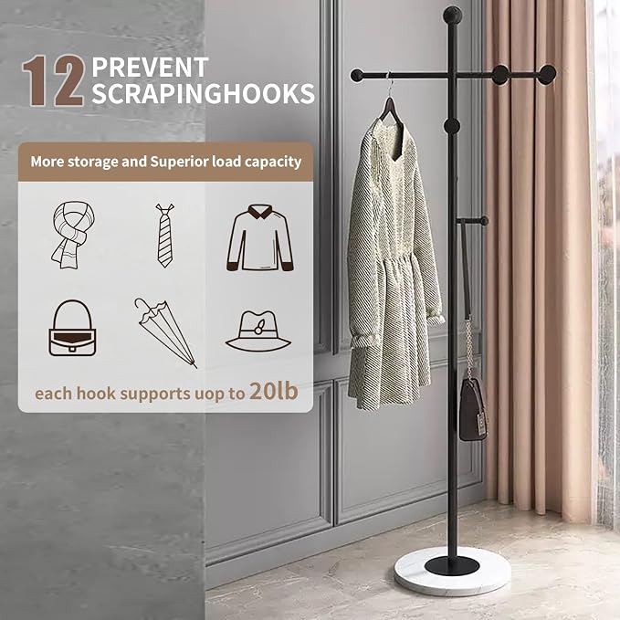 Modern Metal Coat Rack Stand, Heavy Duty T-shaped Coat Rack Freestanding - Image 3